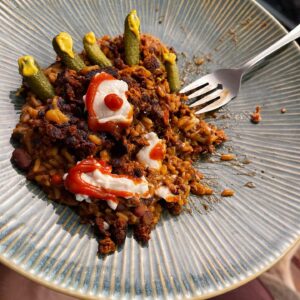 Charles Halford Instagram - Cute lil’ plant-based-face never stood a chance.  #faceeater  #toomuchsalt #vegetablemassacre