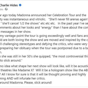Charlie Hides Instagram - STICK AROUND MADONNA!