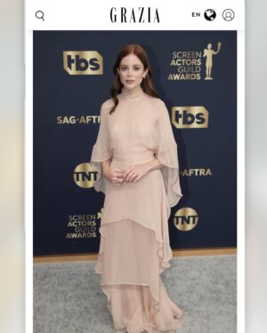 Charlotte Hope Instagram - I really haven’t been out of my house for two years so there might be quite a bit of SAG going OUT content. But lemme start with this. My incredible stylist @aimeecroysdill and i met at school and promised we would work together if we ever “made it”. I am so lucky i get to be dressed by her, and to still count her as a friend. She makes me feel amazing even when I’m falling apart inside. This dress is @albertaferretti with @jimmychoo shoes and makeup by @ktmell. Aimee you are a goddess and i love you forever 🖤