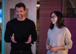 Charlotte Nicdao Instagram - It’s the the season finale of @mythicquest and I’m nostalgic for the incredible fun we had making this season of TV for you. There’s no acting required for the face I’m making at @robmcelhenney here - I’m beyond grateful he believed in me enough to give me this job, then was a dream scene partner, and on top of it all has been such a generous mentor. I’m so proud of this season of Mythic Quest, and I hope you guys love this last episode as much as I do! ❤️