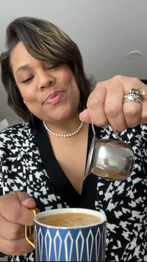 Chef Lovely Instagram - #CoffeeCatchUp ☕️ So much to talk about.. Holla at me in the comments. P.S. Make sure you’re taking good care of yourself. Love you, my loves 😘 

Cardamom Simple Syrup
1 c sugar
1 c water
3 Tbsp crushed cardamom pods

In a small saucepan over high heat, add in all three ingredients.

Whisk until the sugar is dissolved.

When the mixture comes to a boil, reduce heat to low, cover & simmer for about 5 min.

Take the saucepan off the heat and cool completely. Pour into a jar with a lid and place in the frig for about 3 days.

Strain and bottle the syrup. This will last in the frig for about 3 weeks 💕
