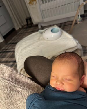 Chloe Bridges Instagram - Six months postpartum today 🤯🥹 Beau and I have giggled, cried, cuddled, had most of our hair fall out (y’all didn’t warn me about that one), grown, become better nappers, and learned a whole lot. He’s 2.5 weeks in the first slide and 5.5 months in the last… what do they say? The days are long but the years are short? I’m currently typing this as he is latched on my boob and I am still in last night’s pajamas (it’s 5:47 pm) so yeah that checks out lol