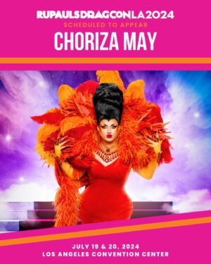 Choriza May Instagram - DRAGCON LA 2024! 😈 Are you ready for some spicy sausage? I’m beyond excited to fly to Los Angeles! Save this post with all the info about my booth, times, gigs, merch etc 🍑 I see you this Friday 🥰! 

ART BY: @goostf