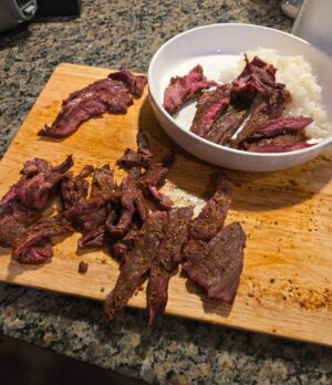 Chris Curtis Instagram - Smoked up some flap steak since I was tired and lazy. Bear approved