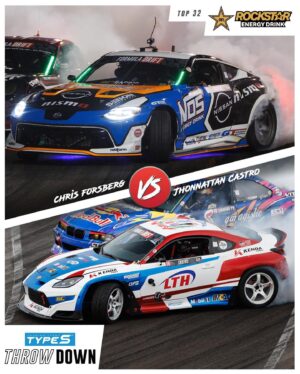 Chris Forsberg Instagram - Next Saturday in Seattle 💨 @ChrisForsberg64 vs @JCastroRacing in the @RockstarEnergy Top 32.

Who moves on?

#FormulaD #FormulaDRIFT #FDSEA