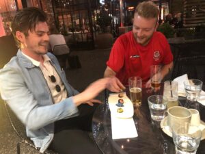Chris Mason Instagram - I might have dropped my chocolates on the floor but it didn’t take away from seeing one of my best mates in New Zealand! @mannionj #auckland #droppedchocolates #bezzieslaaa