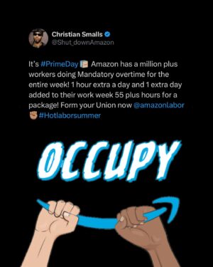 Chris Smalls Instagram - Happy AMAZON CRIME Day! Workers around the world invite you to celebrate by learning some of the myriad crimes SCAMAZON commits daily at every one of their facilities, wage theft, deadly safety violations, harassment of every variety, to name a few. After that, workers encourage you to show solidarity with them in their fight to #MakeAmazonPay, by organizing unions and doing direct actions like striking and walk-outs to demand better conditions, benefits and wages! Swipe through these 🛝s and get inspired to support your local SCAMAZON workers now!

The video is from the latest Cocktails & Capitalism discussion with @stevendonziger @chris.smalls_ and @cuteanon__ of @littlesecret_la 
GO LISTEN! 🎧🔥

Cheers🥃 & Solidarity!🪧

And since we are entirely Listener-Supported, please be sure to subscribe & give us 5 ⭐️s on 🍎 and 🟢. Also, if you have the money and can pitch in a few bucks a month as a patre0n subscriber, it goes a long way in helping us amplify the voices of worker-organizers we interview!🍻

HUGE THANKS TO @lupelenape94 @anthonydepice FOR HELPING ME SO MUCH WITH THIS POST, and with so much else 🙏✊

🎠 Credits:

Slide 2 tweet from @chris.smalls_ 
Slide 3 from @mikaelaloach 
Slide 6 from @whatradicalizedyou 

Slide 8 from @cocktailsandcapitalism discussion with Chris Smalls, Steven Donziger, and Devon Young about the #hotlaborsummer tour that’s about to start!!!