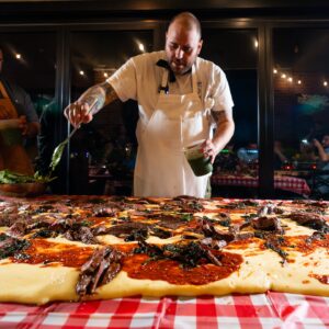 Christian Petroni Instagram - scenes from an Italian restaurant @ZOLISNYPIZZA -> 

-a “zozonna” renaissance painting @chefstancio 
-BAKED clams casino mashup 
- @frankiesspecialtyfoods vases & table scape 
-the best BURRATA in America @distefanocheese 🤍
-smashed black truffle arancini, parm crema 
-mounting polenta w Frankie’s 
-still mounting 
-steak pizzaoilo polenta table 
-parm 
-polenta for 50
