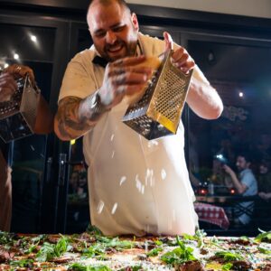 Christian Petroni Instagram - scenes from an Italian restaurant @ZOLISNYPIZZA -> 

-a “zozonna” renaissance painting @chefstancio 
-BAKED clams casino mashup 
- @frankiesspecialtyfoods vases & table scape 
-the best BURRATA in America @distefanocheese 🤍
-smashed black truffle arancini, parm crema 
-mounting polenta w Frankie’s 
-still mounting 
-steak pizzaoilo polenta table 
-parm 
-polenta for 50