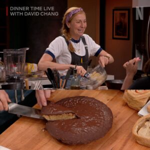 Christina Tosi Instagram - Last night’s #DinnerTimeLive was the SWEETEST episode EVER thanks to a special visit from @milkbarstore’s @christinatosi who prepared an amazing variety of desserts for @davidchang and our official sweetest guest ever @dulcesloan!

Christina started by celebrating Dulcé’s birthday month with a Dulce de Leche Layer Cake (assembled with some help from David & Chris before the show).
Dulcé & David enjoyed some Korean inspired subak soju (blended watermelon mixed with soju) while they waited for the next course of a “Cuppa Creamsicle” (inspired by the Dominican drink “Morir Soñando”).

Christina’s picture perfect Skillet Cookie was served with @strangerthings.things Scoops Ahoy ice-cream! 

The Intermezzo brought a bit of savory to the evening and some healthy competition to the kitchen as David & Christina dueled to see who could make a better Grilled Pimento Cheese Sandwich! Christina used her pepperoni bread and David served his on plain bread with an impromptu pepper soup dish (and a bonus “—ito Pie!”.) 

To finish the incredible dinner service, Christina served her favorite late night snack, the Chocolate Peanut Butter Crunch Pie that is worthy of any late night, early night, all day snacking tbh.

Watch & rewatch the FULL #DessertForDinner episode RIGHT NOW on @netflix! (LINK IN BIO)