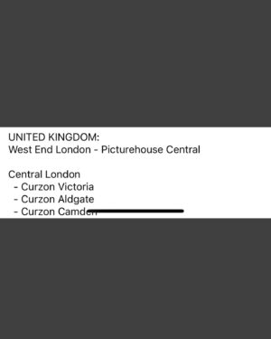 Christopher Sean Instagram - Ultraman: Rising will be in theaters :D 
Let’s Go To The Movies!

Just got this information and wanted to share with you all.  Starting June 14th, Ultraman will have limited runs in the following theatres:

UNITED KINGDOM:
West End London
Picturehouse Central

Central London
Curzon Victoria
Curzon Aldgate
Curzon Camden
Picturehouse Ealing

Greater London
Curzon Kingston

South West England
Curzon Canterbury Riverside
Curzon Colchester

Midlands England
Curzon Oxford

Northern England
Curzon Sheffield
Curzon Knutsford

UNITED STATES:
	•	New York, NY - Quad Cinema
	•	Los Angeles, CA
	◦	The Landmark Westwood
	◦	Bay Theater - Pacific Palisades, CA
	◦	Laemmle Glendale - Glendale, CA
	•	Chicago, IL - Landmark at the Glen
	•	Philadelphia, PA - Landmark Ritz Five
	•	Dallas, TX - Landmark Inwood
	•	Atlanta, GA - Landmark Midtown
	•	Boston, MA - Landmark Kendall Square
	•	Washington, DC - Landmark Atlantic Plumbing
	•	San Francisco, CA - Landmark Opera Plaza
	•	Seattle, WA - Landmark Crest
	•	Miami, FL - Landmark Merrick Park

CANADA:
Ontario
	•	Toronto - TIFF Bell Lightbox
Quebec
	•	Montreal - Cineplex Forum
British Columbia
	•	Vancouver - Cineplex International Village