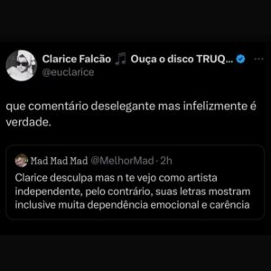 Clarice Falcão Instagram - o carinho dos fãs é muito importante pra mim