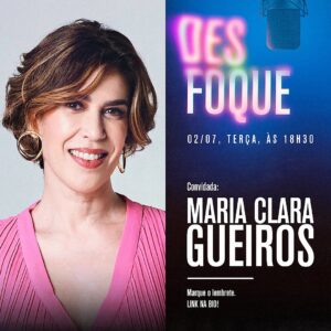 Claudio Galvan Instagram - ⏺️ [#120] DESFOQUE PODCAST COM MARIA CLARA GUEIROS

Maria Clara Gueiros é atriz e comediante.

Atualmente em cartaz com a peça “Agora é Que São Elas”, já fez parte de produções teatrais como: Mamma Mia!, Se Meu Apartamento Falasse e Loloucas.

Na TV, além de longos anos no programa “Zorra Total”, fez parte de obras e programas como: Minha Nada Mole Vida, Escolinha do Professor Raimundo, A Grande Família, Nos Tempos do Imperador, O Clone, Mulheres Apaixonadas e Babilônia.

Na dublagem, é a voz da personagem Lucy em Meu Malvado Favorito, e também da Mittens em Bolt: Supercão.

O bate-papo será ao vivo nesta terça-feira, dia 02, às 18h30, no canal do Desfoque Podcast!

Link na bio 👉 \@‌desfoque_podcast !
.
.
.

.
.
.
\#ClaudioGalvan #GalvanEstudios #Desfoque #DesfoquePodcast #Podcast #Dublagem #Dublador #Dubladores #Ator #Atores #Teatro #Musical #TeatroMusical #Filme #Série #Novela #Cinema #DublagemViva #YouTube #MariaClaraGueiros #MeuMalvadoFavorito #Bolt #ZorraTotal #Zorra #MinhaNadaMoleVida #EscolinhadoProfessorRaimundo #Globo #RedeGlobo #Globoplay
