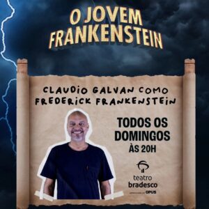 Claudio Galvan Instagram - 🧟‍♂️🧠 O JOVEM FRANKENSTEIN 

Pra quem quer me assistir de protagonista Frederick Frankenstein, em @ojovemfrankenstein, faço sempre a segunda sessão de domingo!

Nos demais dias interpreto o personagem Ermitão! 😉

Informações no perfil @ojovemfrankenstein! 🎭🎶