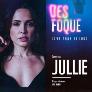 Claudio Galvan Instagram - ⏺️ [#104] DESFOQUE COM JULLIE

Amanhã, às 18h30, o Desfoque terá AO VIVO a presença de @jullieoficial! 

Jullie é atriz, cantora, dubladora, diretora musical em dublagem, compositora e apresentadora.

Em dublagem já emprestou sua voz para personagens e atores como: Leighton Meester (onde destacamos a Blair em Gossip Girl), Poppy (em Trolls), Bridgit Mendler, Cady Heron (em Meninas Malvadas em 2024), Tinker Bell (em Tinker Bell: Uma Aventura no Mundo das Fadas), Ella / Cinderela (em Cinderella em 2021), Janna (em League of Legends), Tess Greymane (em World of Warcraft), Vanessa Doofenshmirtz (em Phineas e Ferb), Smurfette (em Os Smurfs em 2011 e 2013), Lilá Brown (em Harry Potter) e Annie January / Luz-Estrela (em The Boys).

No Teatro Musical já fez parte de projetos como: "80" A Década do Vale Tudo - Doc Musical, Princesa O Espetáculo e Nelson Gonçalves - O Amor e o Tempo.

O episódio será ao vivo amanhã, dia 12, às 18h30, no canal do Desfoque Podcast no YouTube!

Link na bio 👉 @desfoque_podcast !
.
.
.
.
.

#ClaudioGalvan #GalvanEstudios #Desfoque #Podcast #DesfoquePodcast #Dublagem #Dublador #Dubladora #Ator #Atriz #Teatro #Novela #Música #Canção #DublagemViva #Jullie #Cantora #TeatroMusical #Trolls #GossipGirl #Cinderela #LOL #TinkerBell #MeninasMalvadas #PadrinhosMágicos #TheBoys #Disney #Game #Netflix