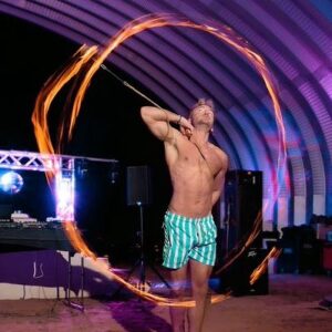 Cory Lee Instagram - Comin in hot! at @jeciwould birthday 🔥 
Photographer @mariommg 
#firedancing #fireeater #firespinning #ropedart #transmecula #savageranch