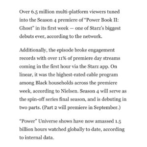 Courtney Kemp Agboh Instagram - I am so proud of the cast and crew of @ghoststarz, continuing to break records and shine. This business is wild… 

#GhostStarz #PowerNeverEnds