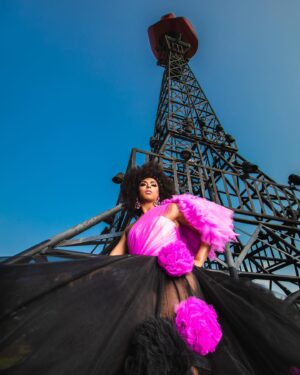 D.J. 'Shangela' Pierce Instagram - In honor of the Olympics being held in my hometown of Paris 💖 

photog: @matwulff 
fashion: @csiriano 
hair: @itssammyhair 
makeup: Manny Castano 
asst: @nickvosian 
jewels: @roxbycox