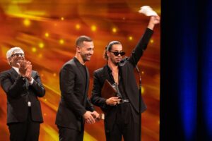 Dali Benssalah Instagram - Our dear @romaingavras just won the international director's award at the German Film
Award for Peace - The Bridge / #friedenspreis
Thank you very much Elisabeth Wicki Endriss @dior 
@ysl ATHENA @netflixfr @netflix @iconoclast.tv