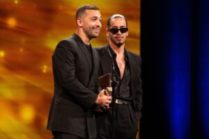 Dali Benssalah Instagram - Our dear @romaingavras just won the international director's award at the German Film
Award for Peace - The Bridge / #friedenspreis
Thank you very much Elisabeth Wicki Endriss @dior 
@ysl ATHENA @netflixfr @netflix @iconoclast.tv