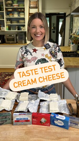 Damaris Phillips Instagram - Taste test cream cheese! I am gonna be honest I’ve never been brand loyal when it comes to cream cheese but that all changes after today! 
#1 @phillycreamchs 
#2 @traderjoes store brand 
What would you do with all these leftovers???