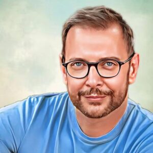 Danilo Bertazzi Instagram - ...e di colpo spariscono 30 anni!
Grazie @davide_gravina_ph 💜
.
.
.
#goodmorning #potrait #illustration