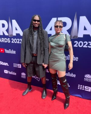 Danzal Baker Instagram - Always a pleasure @aria_official 

stoked to take home another pointy trophy 
 
wearing @acnestudios styled by my Galay @aurieindianna 
hair by @helenmasoeartistry