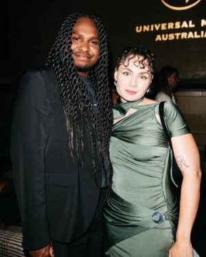 Danzal Baker Instagram - Always a pleasure @aria_official 

stoked to take home another pointy trophy 
 
wearing @acnestudios styled by my Galay @aurieindianna 
hair by @helenmasoeartistry