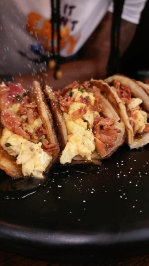 Darnell Ferguson Instagram - Kickstart your holiday mornings with these mouthwatering Pancake Breakfast Tacos! Cooked these up at a festive gift-wrapping party and snuck in a few @kylottery Holiday Scratch-off tickets for stocking stuffer fun! Swing by @krogerco for all the holiday essentials. #kylottery #kroger #ad
