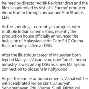 Dato Sri G Gnanaraja Instagram - Thank you @theauteur_media