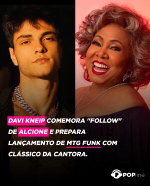 Davi Kneip Instagram - O fenômeno MTG está fazendo grandes nomes da música popular brasileira invadirem as paradas e a próxima a conquistar a geração Z pode ser Alcione. Davi Kneip, que tem mais de 2,7 milhões de ouvintes apenas numa plataforma de áudio, conseguiu a liberação do clássico "Você Me Vira A Cabeça" e vai lançar nesta sexta (2) a versão montagem de funk oficial da música.

Bem mais que os direitos para o remix, Davi conseguiu também ser seguido por Alcione. Nos stories, o artista mineiro comemorou o reconhecimento e a generosidade da veterana em apoiar artistas da nova geração. "A lenda liberou a música e me seguiu. Estou me sentido muito privilegiado.", disse ele.

Ao longo desse ano, tem crescido o número de músicas da MPB que estão sendo utilizadas em MTG - que significa montagem - com faixas de funk. O formato é um fenômeno e fez Seu Jorge alcançar o topo do Top 50 Brasil do Spotify pela primeira vez com um MTG, feito pelo DJ Topo, da sua música "Quem Não Quer Sou Eu" em junho.