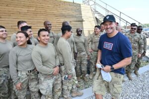 David Boreanaz Instagram - @imdboreanaz embarked on a USO tour where he visited Scott Air Force Base (@teamscottafb) and Fort Leonard Wood (@fortleonardwood) to screen the premiere of #SEALTeam Season 7! 
 
Thank you to the service members and @theuso for graciously welcoming #ParamountPlus and @sealteam_pplus. #TheUSO
