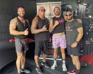 David Heath Instagram - @hitfit360 #theDungeon with Adrian Castro and Metodi Getov gonna watch a cardio competition. I’m able go but putting work in with support!!! #fanginNbangin