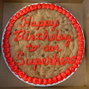 David Rapaport Instagram - An early bday gift from mom (@rapaportjudi) and dad arrived today - a throwback to the bday cookie cake pictures I posted last week. 30 or so years later and it tastes as good as I remember, just a little harder to work off this time around. 🍪 😀🤰🏻