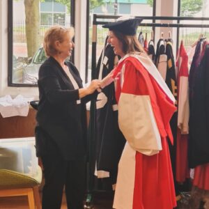 Davina McCall Instagram - Just arrived back from a very emotional few days in Newcastle. Where my daughter Holly has been at the brilliant @newcastleuni for the past 4 years . She graduated on Wednesday, and it was huge for her in so any ways . Huge , because it was the end of an era, but the beginning of of another. Her wonderful friends will all be going off around the country … and she is leaving this wonderful city that we’ve all rather fallen in love with ❤️ …….. the day after,  i was given an honorary PhD in civil law for my work in media and around women’s health. To get this with @mdlondon and my kids by my side ( Tilly you were with me in my heart ) was very very special. Thank you @newcastleuni ❤️ thank you Newcastle… and thank you @stvincentnewcastle and @_long_friday_  for the amazing food we had !!!
