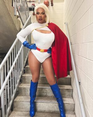 Dax ExclamationPoint Instagram - Decided to #PowerGuuuuurl Tonight for the gig at @redbearbrewing for our #awesomecon2024 afterparty. As always a fantastic time! Thanks for having us tonight!! #drag #krypton #DCsuperheroGirls #worstBootsEver (thanks to @loganstoneofficial  for grabbing shots of me backstage!)