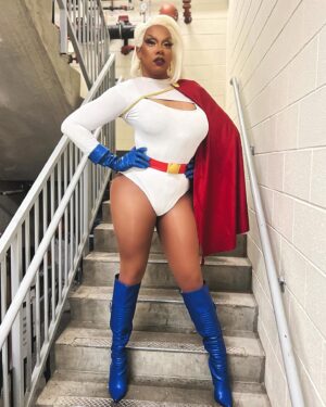 Dax ExclamationPoint Instagram - Decided to #PowerGuuuuurl Tonight for the gig at @redbearbrewing for our #awesomecon2024 afterparty. As always a fantastic time! Thanks for having us tonight!! #drag #krypton #DCsuperheroGirls #worstBootsEver (thanks to @loganstoneofficial  for grabbing shots of me backstage!)