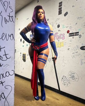 Dax ExclamationPoint Instagram - Brought Betsy out of hiatus for tonight at @cultclassicbrewing. Still one of my favorite costumes even though it’s literally all unbreathable plastic. Thanks so much to everyone who came out! #drag #cosplay #xmen #telepathsOnly #psylocke @jimlee @marvel #mutantAndProud #happyPride 🦋🗡️