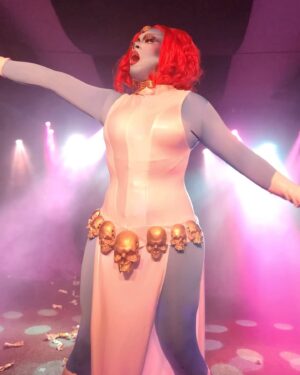 Dax ExclamationPoint Instagram - One last #mystique #spam post. From @homosuperior_pdx by @elysian1990 thanks for capturing me capturing flies! Hair from @ardawigs makeup from @indibeat_cosmetics (remixed by me)with 3D printing by @3dinfinitydc and costume by me!  #mutantAndProud #hausDarkholme #smurfy #marvelPride