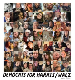 Debbie Millman Instagram - Thank you to all the AMAZING cat women for contributing their photographs for this poster! I got so many submissions I will make another one soon, so keep the photos coming in my DMs. LET’S MAKE THIS HAPPEN! @vp @kamalaharris and @timwalz! 😻💪 And big thanks to @__lovely__disaster__  for the idea!