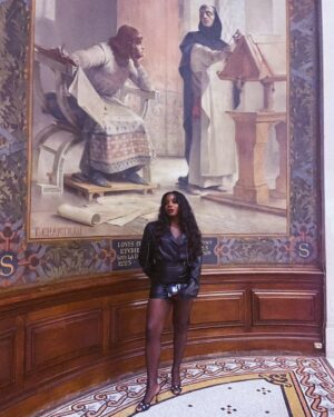 Deborah Ayorinde Instagram - That one time in Paris…

Wearing: @pinkoofficial @yoox and @louboutinworld