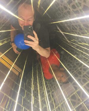 Denis O'Hare Instagram - Elevator magic. We're in 1 hotel room and Hugo wants to sleep so we went downstairs to play Uno and then Spades and I had a balloon in my magic bag so we blew it up and played balloon tennis for a bit then, tired, finally, we headed back upstairs and found this magic elevator. #Madrid