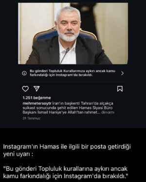Deniz Uğur Instagram - Instagram:
“Şirketimiz Türkiye’de daha fazla zarar etmesin ama siyonizmi de gözetelim diye arada kaldık ve kime yaranacağımızı şaşırdık…”