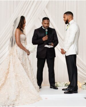 Denyce Lawton Instagram - #GrastiEverAfter 👰🏽‍♀️🤵🏽‍♂️💍 - Happy 2 Month Anniverary to my huuuuzzzbaaand . To the man who I manifested marrying when I was 12 years old 🤣🤣 LITERALLY … I still can’t believe I found that note… to the man who has the patience of a saint, who shows up for me way before I even know or am willing to ask for help… to the man who has been growing and becoming a better man as I do as a woman… to the man who supports me in so many ways that I never knew was possible… to the man that matches my nerd, my energy, my goofy humor, and so much more. To the man who literally is showing me the world and allowing me to show him a different one too. To the love of my life, truly my best friend, my truest soul mate, my childhood friend and crush… I love you! Thank you for introducing me to what they call a soft life YET allowing me to be independently hard headed when I need to be 🤣🤣🤣. Thank you for letting me be my true self yet encourage and support my growth and healing. I think we have one of the best — How It Started vs How It’s going 😋 - June 1, 2024 @ebangrastisr #BlackLove #TeenageLove

📸: @araredymond @burroughs.photo 
💄: @theekymlee 
👗: @netadover_bridal @kleinfeldbridal 
🤵🏽‍♂️: @suitsupply
💅🏾: @nails_bylexx 
💈: @himaj_jamih