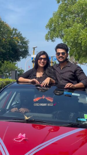 Dhanalakshmi Saminathan Instagram - Me and My Sister in law planned to give a car as a birthday present to my husband for the past two months🍾.Today we’ve surprised him as planned.This is that one moment that everyone in their life would want to create with their family….🥹🫶🏻🫂 Thanks to appa🫂 Friends and Family💞 love you all✨

#hyundaii20 #firstcar #ourfirstcar #newcar #birthdaygift #surprise #hyundai #featured #thenewsreadercouple #growtogether #dhanasaminathan #dhanamurasu