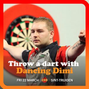 Dimitri van den Bergh Instagram - Groot nieuws voor dartsliefhebbers! 🎯 Dimitri Van den Bergh komt naar CDS. Grijp je kans om met een echte pro te dartsen, een praatje te slaan, en natuurlijk zijn handtekening te scoren! Mis deze unieke avond niet.

https://www.facebook.com/share/g4dgoHPLT6mBNKgG/ 

#DartenMetDimitri #CDSAvond #meetthechamp #CDSOpen #hotelstayen #stayen3800 #stvv #sinttruiden #shop #meet #eat #sleep #shopmeeteatsleep #unodue #CDS #grandcafé