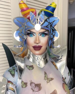 Dollya Black Instagram - Had so much fun designing and constructing this stainless steel headpiece. Such a learning experience and can’t wait to make more stuff like this. 😈🦋 thank you @suecydedrag for helping make this possible 💚 
Hair by Me
Catsuit by Me
Wig by Me
Headpiece by Me inspired by @thegregorykara