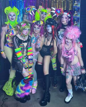 Dollya Black Instagram - Raver babes at the @kandikr4ve 😈 i love these gremlins so much. So blessed to have y’all in my life 💚