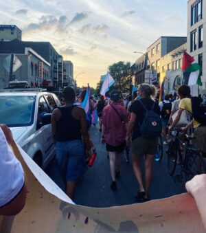 Dominique Provost-Chalkley Instagram - 🏳️‍⚧️ 💚🤍💜🖤💜🤍💛 🏳️‍⚧️

These photos were taken at the Montreal Pride Trans March 2022.
It felt so good to be surrounded by a community rooted in love and authenticity. It also felt deeply important to stand up for all the injustice that trans and non-binary people continue to endure. 

Protect Trans Kids
Protect Trans Love 
We will not be erased. 

Trans and Non-Binary people belong 🏳️‍⚧️🦋#transdayofvisibility