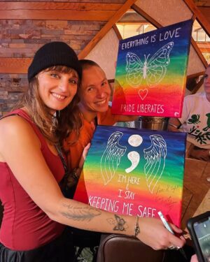 Dominique Provost-Chalkley Instagram - With the goal of continuing to create positive change around the world, KK Foster has created two paintings inspired by and in celebration of Emy’s new album, “Everything Is Love” and the beautiful songs that we all get to enjoy, including Everything Is Love, Pride Liberates, and Keeping Me Safe. These paintings have been signed by Emy Taliana and myself and are being auctioned off to the highest bidders with all the money raised going to Start the Wave. 🦋 These are two separate paintings and therefore, you can bid for either one or both, separately. Below you will find the bidding guidelines. 

Painting Bidding Guidelines:

🌈 Bidding will start today, 28th at 11.11am.
🌈 Each item will start at $11.11 and will be a silent auction.
🌈 Bidding will run for 3 days, ending Sunday at 8pm.
🌈 You can bid separately for each signed painting. 
🌈 Please specify which piece you are bidding on: Everything Is Love/Pride Liberates piece OR Keeping Me Safe piece.
🌈 DM your bid to KK at @kkfosterlyrics — Any bids made elsewhere will not be counted. Please ensure to DM KK!
🌈 Each day, KK will update in her stories what the current highest bid is for each piece. If you so choose to bid higher, you can DM her again. 
🌈 Bidding will close at 8pm EST on the third day.
🌈 The two winners with the highest bids will be notified the following day. 
You will then Venmo KK the payment and she will make the donation to Start the Wave for the total amount. 
🌈 Once payment is received, KK will communicate with the winners, package up and ship the paintings out to their destinations. 

Thank you for your support! 
#startthewave #stwfundraising #everythingislove #prideliberates #stwcreativity @start_the_wave @kkfosterlyrics @emytaliana